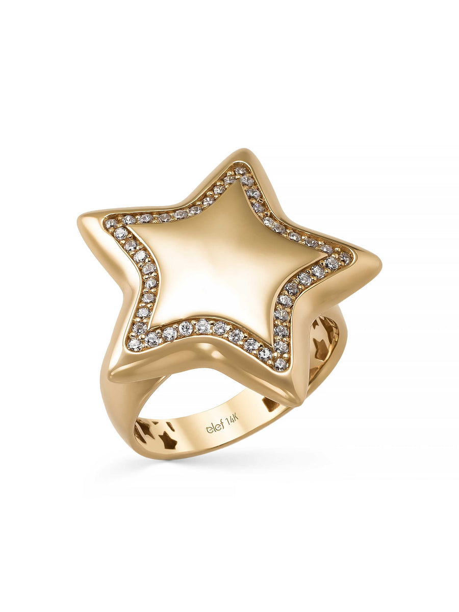 Star Form Stone-Set Ring in 14K Gold