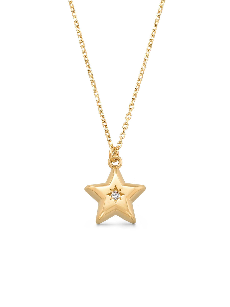 Star Form Stone Kuzey Star Necklace in 14K Gold