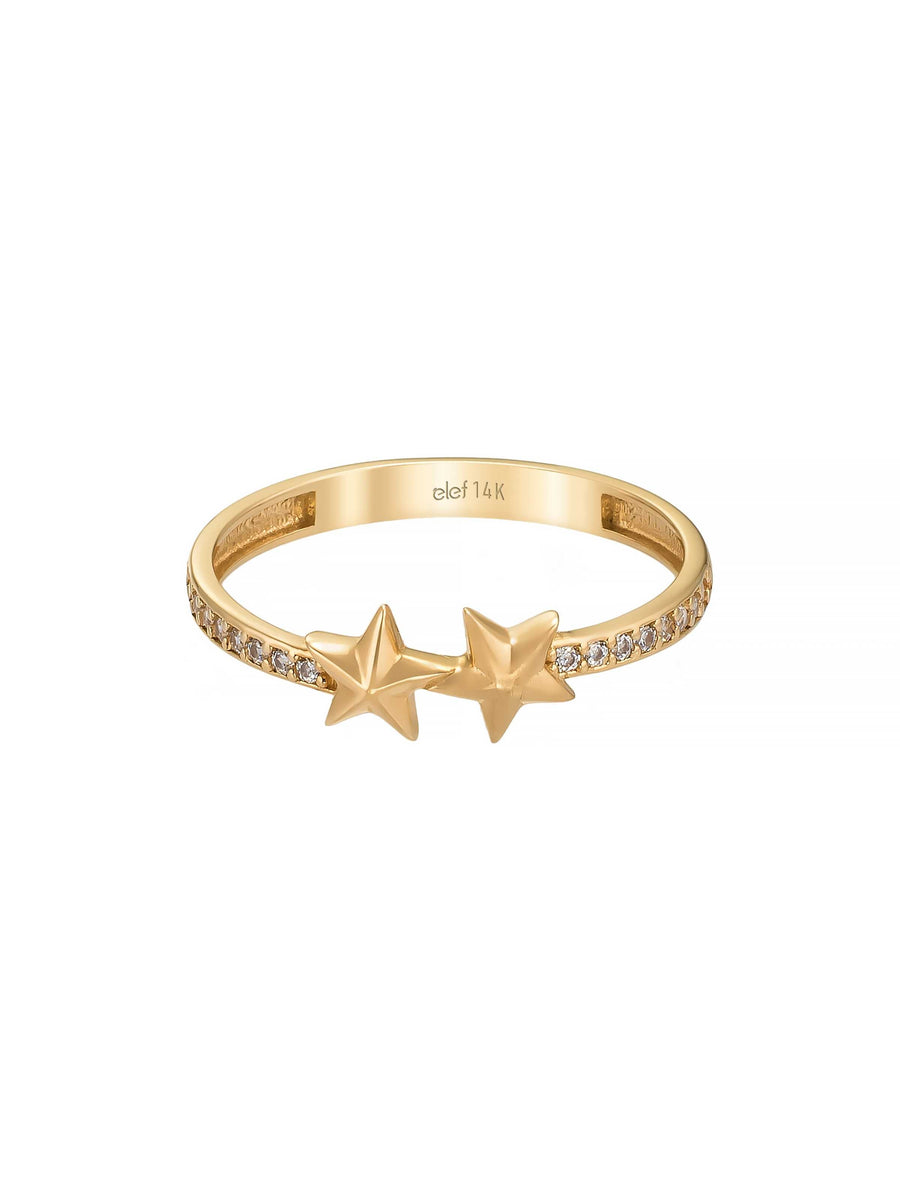 Star Motif Stone-Set Ring in 14K Gold