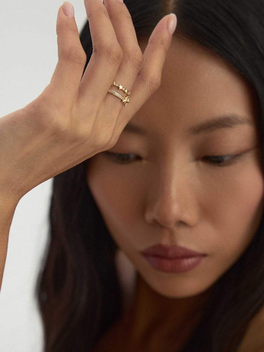Star Motif Stone-Set Ring in 14K Gold
