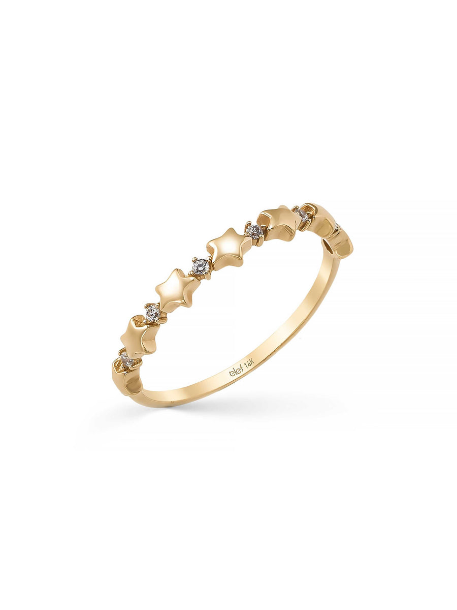 Star Motif Stone Ring in 14K Gold