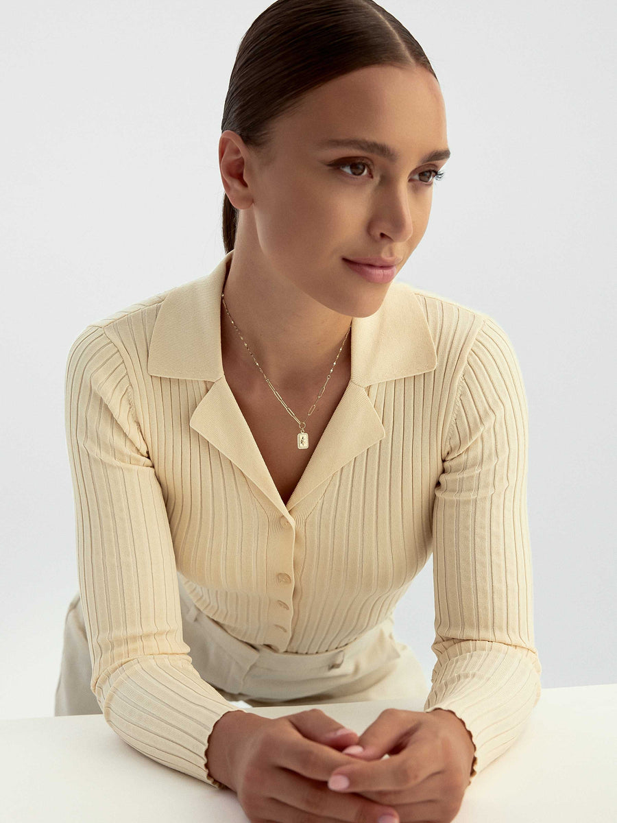 Star Plate Stone Necklace in 14K Gold