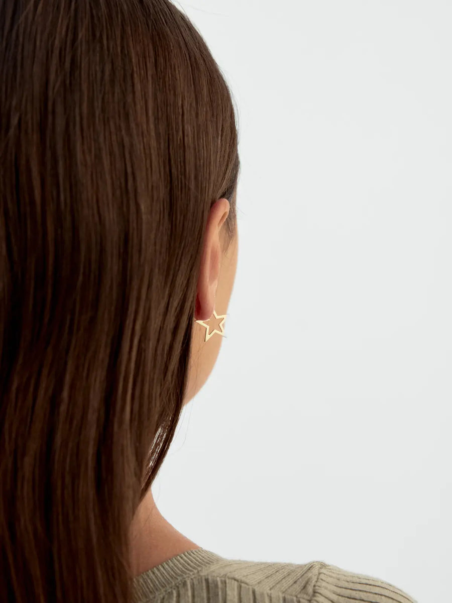 Star Siluetli Earrings in 14K Gold