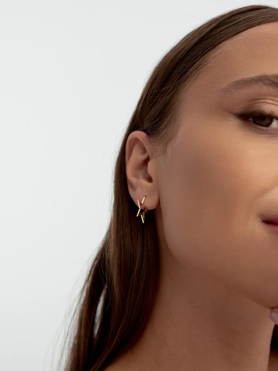 Star Siluetli Earrings in 14K Gold