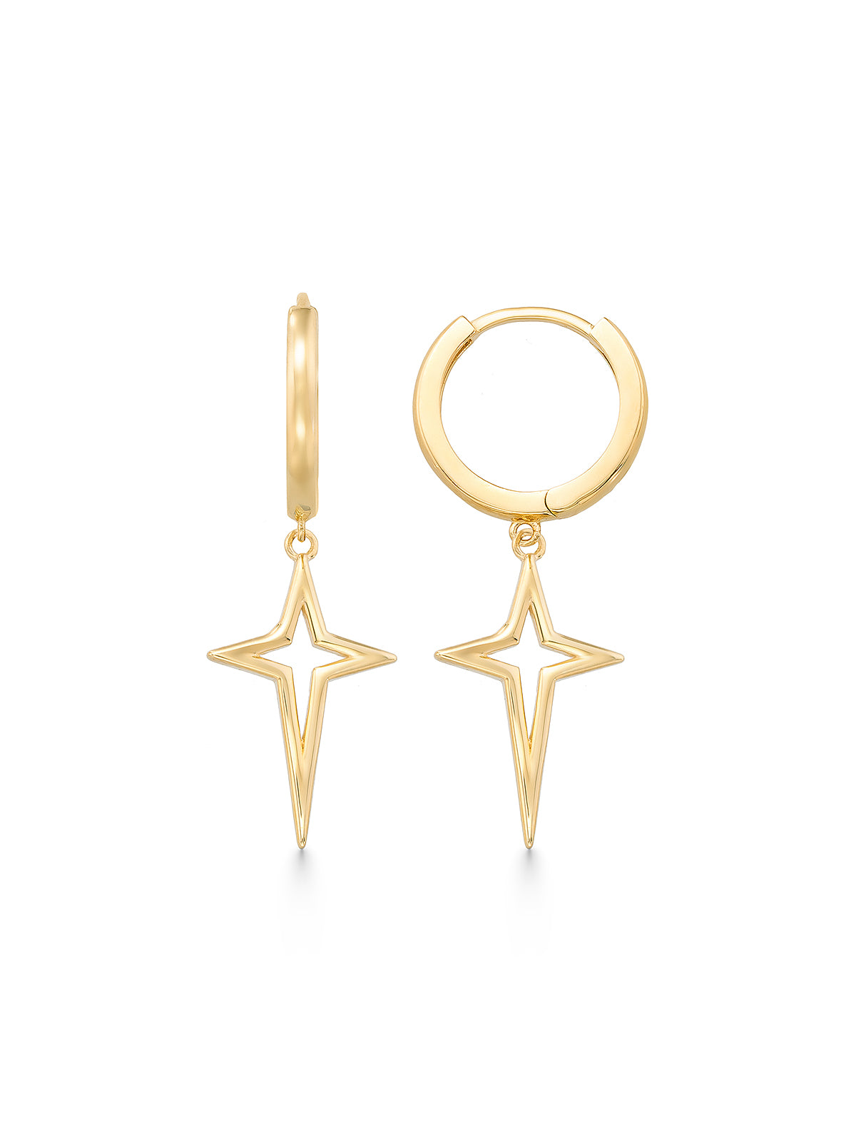 Star Siluetli Drop Earrings in 14K Gold by Elef Jewelry