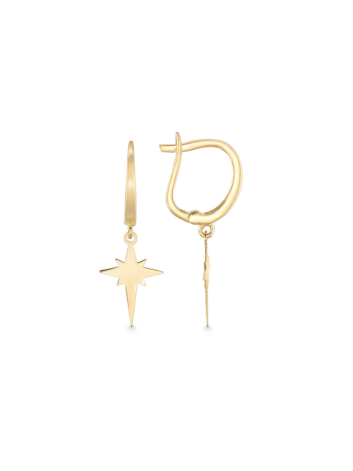 Star Tip Hoop Earrings in 14K Gold by Elef Jewelry