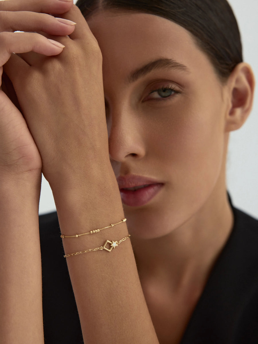 Star & Geometric Form Bracelet in 14K Gold
