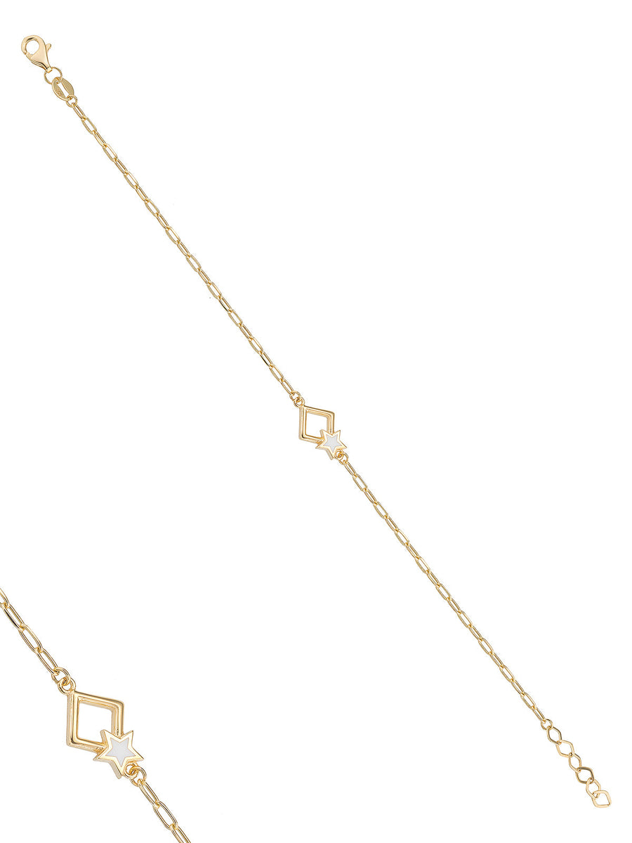 Star & Geometric Form Bracelet in 14K Gold