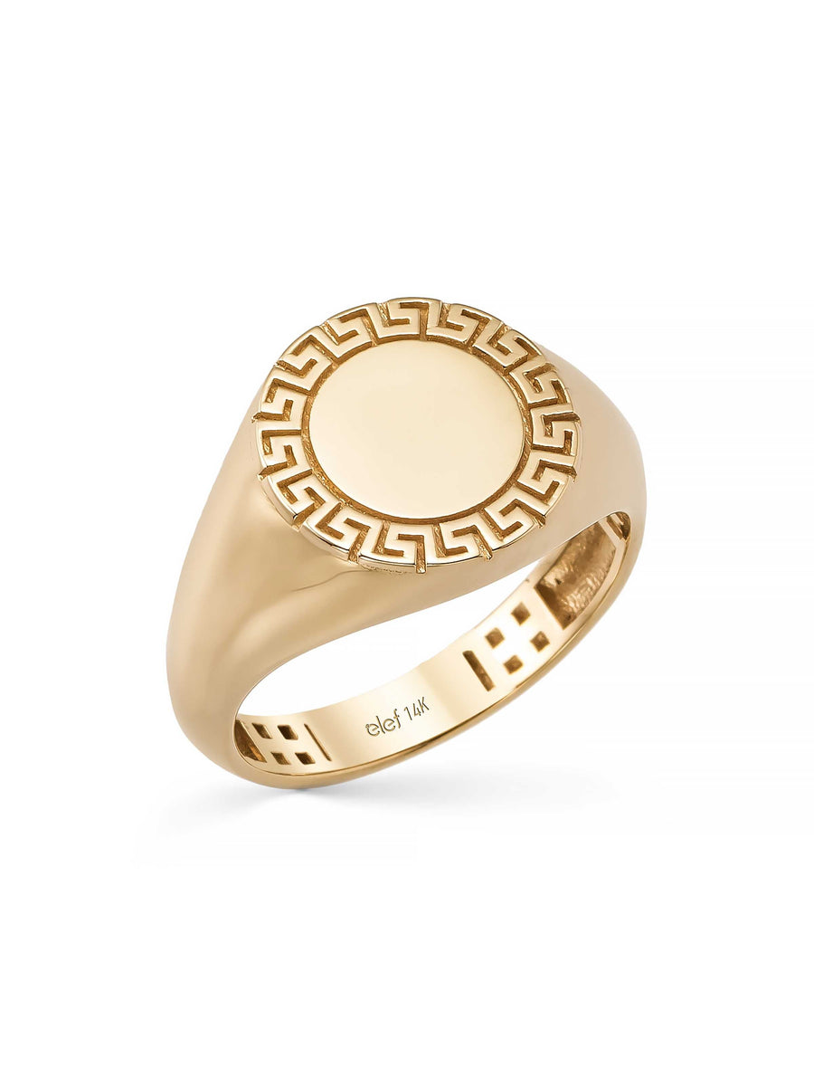Greek Patterned Classic Ring in 14K Gold