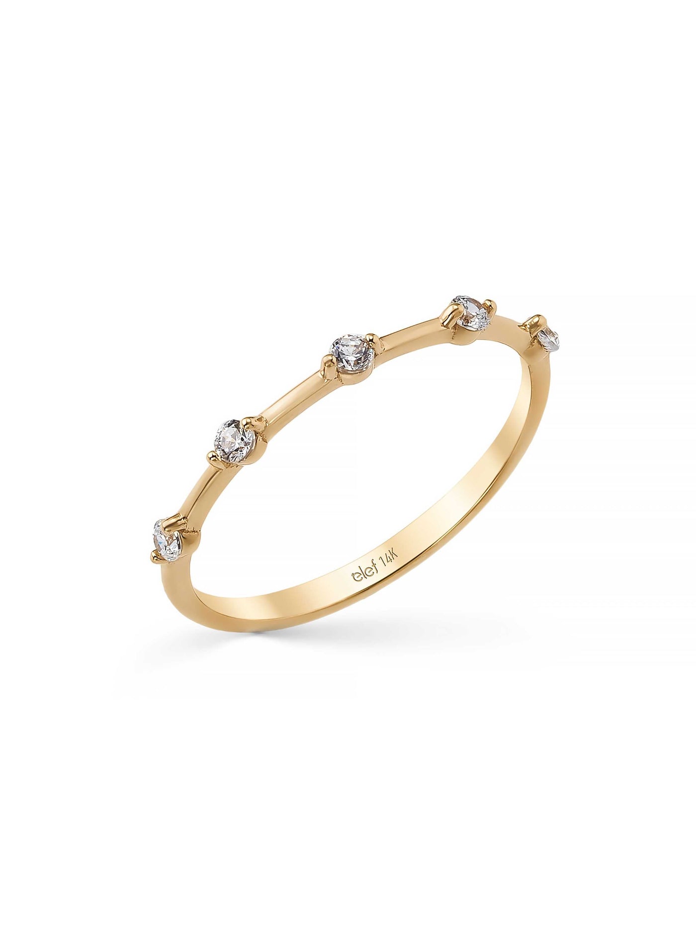 Round Five-Stone Minimal Ring in 14K Gold by Elef Jewelry