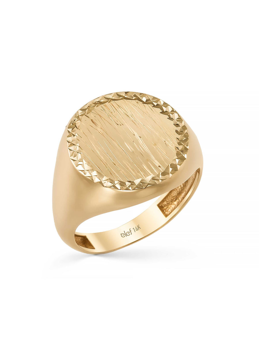 Round Form Corded Accents Ring in 14K Gold