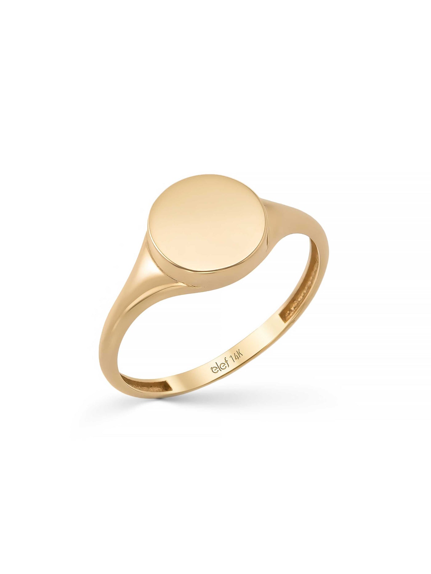 Round Enamel Surface Minimal Ring in 14K Gold by Elef Jewelry