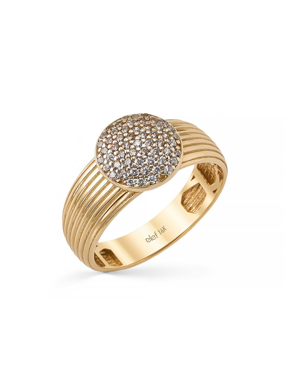 Round Diamond-Inspired Ring in 14K Gold by Elef Jewelry