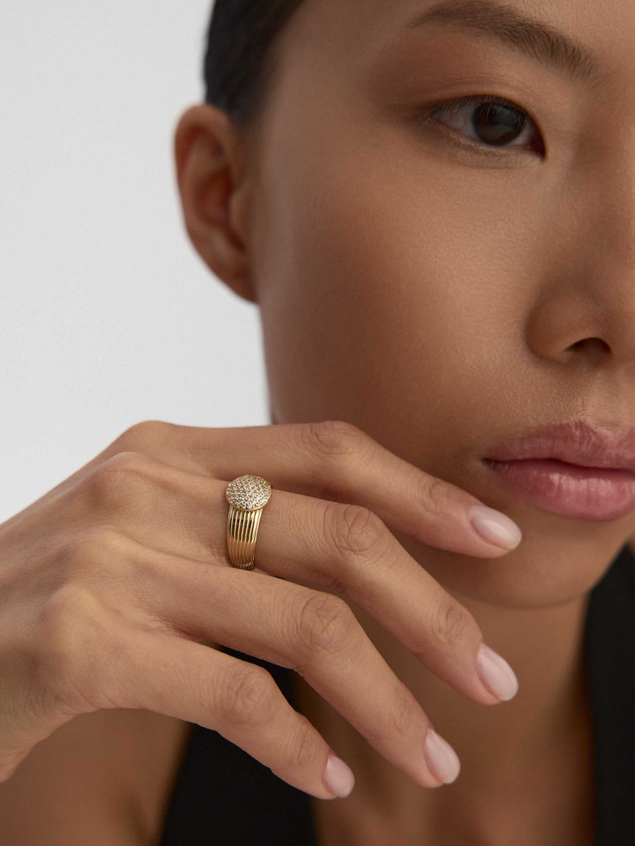 Round Diamond-Inspired Ring in 14K Gold