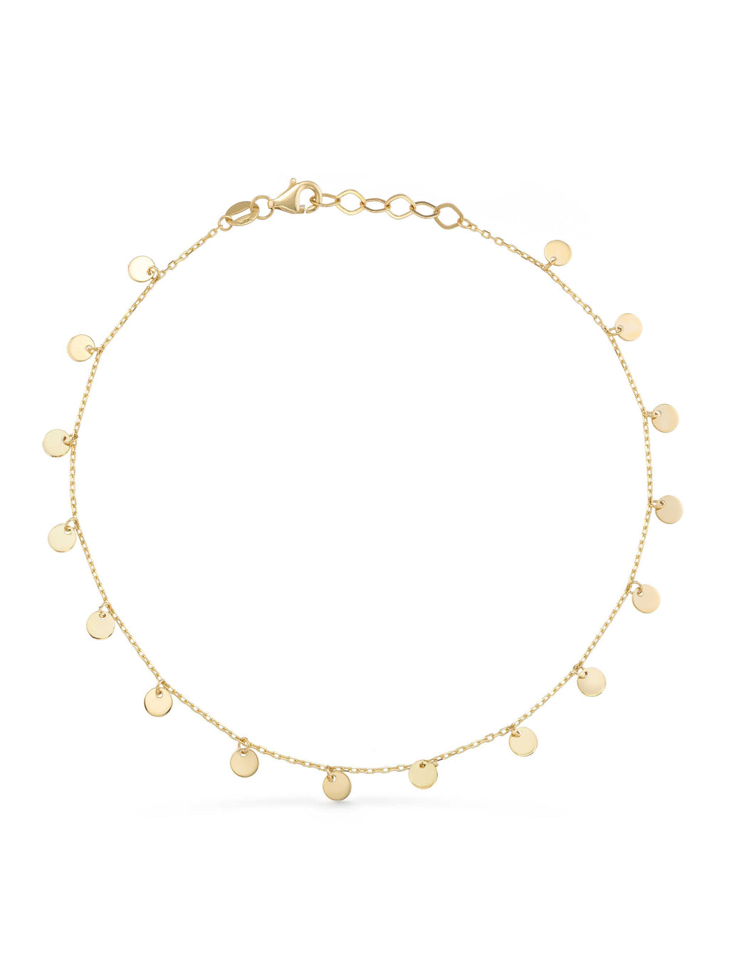Round Disc Anklet in 14K Gold by Elef Jewelry