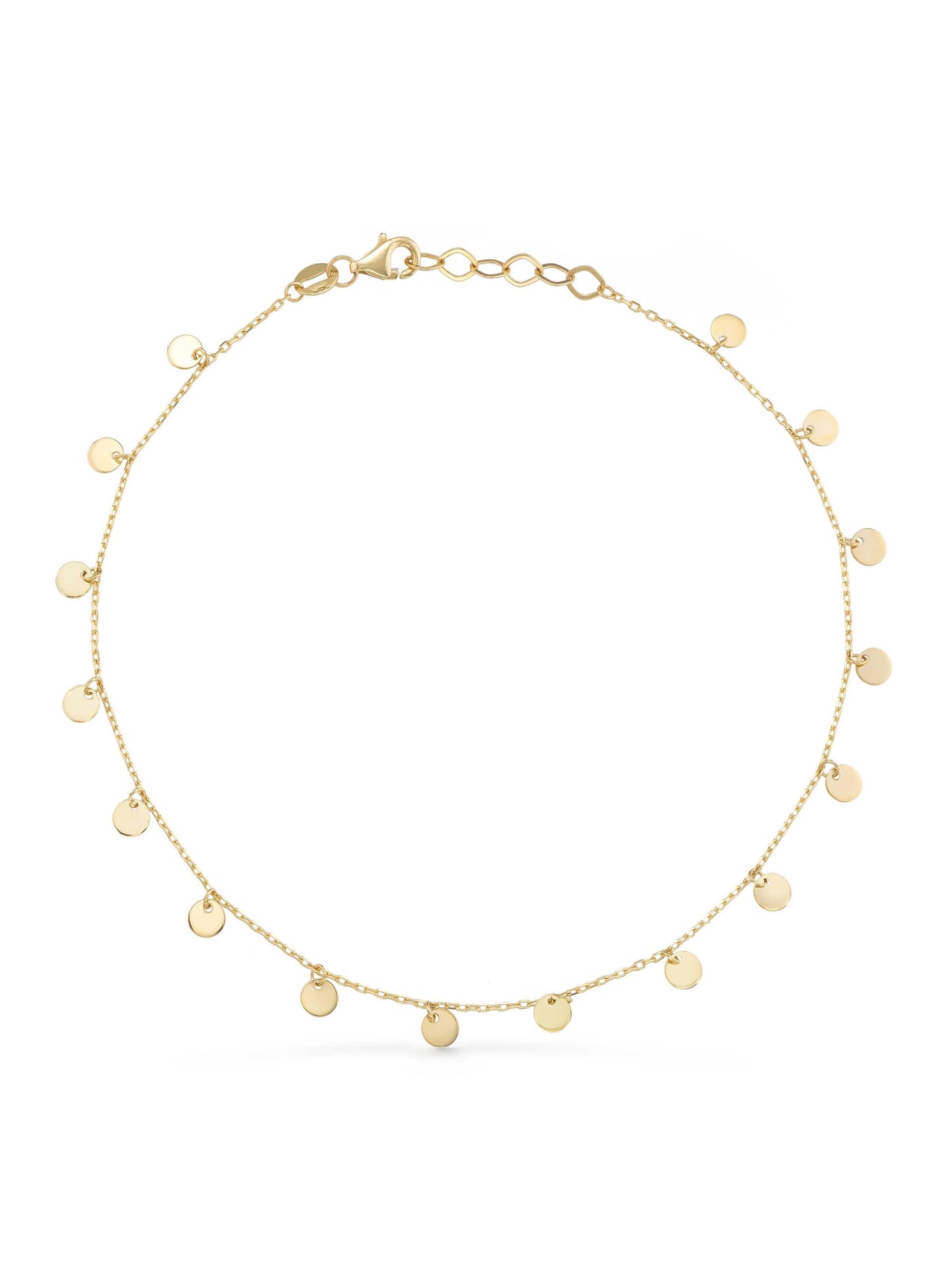 Round Disc Anklet in 14K Gold by Elef Jewelry