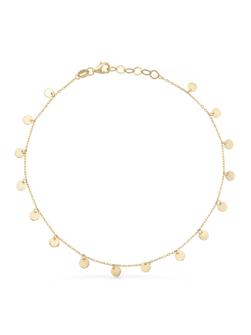 Round Disc Anklet in 14K Gold by Elef Jewelry