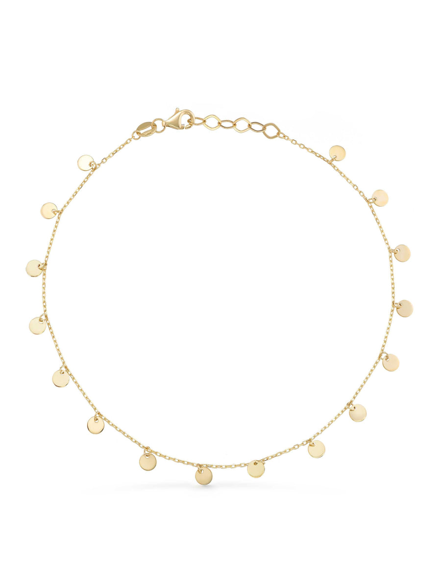 Round Disc Anklet in 14K Gold