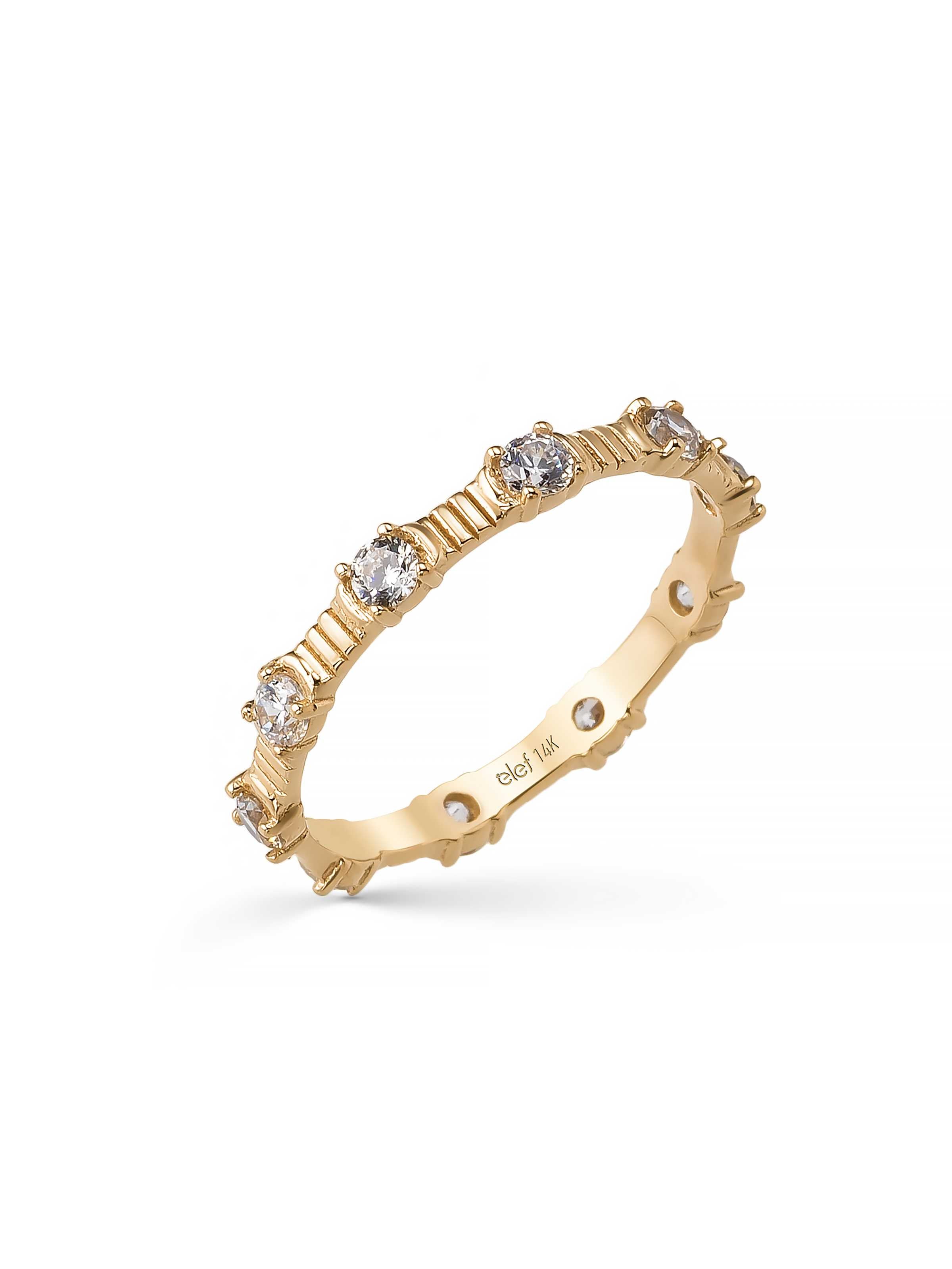 Round Stone-Set Ring in 14K Gold by Elef Jewelry