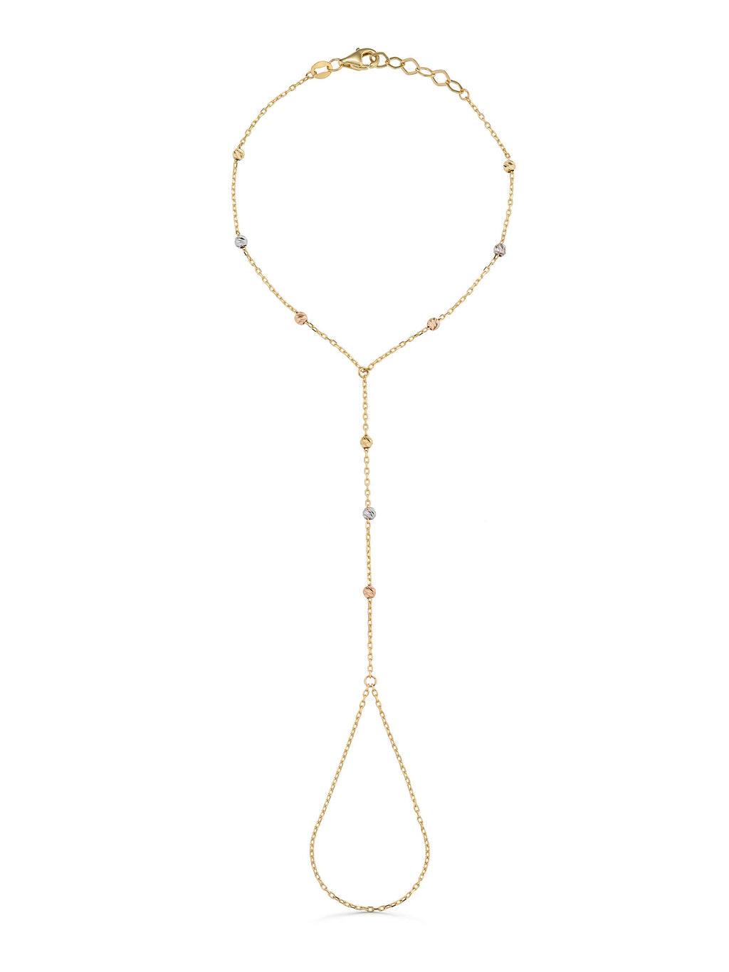 Round Ball Chain Dorika Bead Hand Chain in 14K Gold by Elef Jewelry