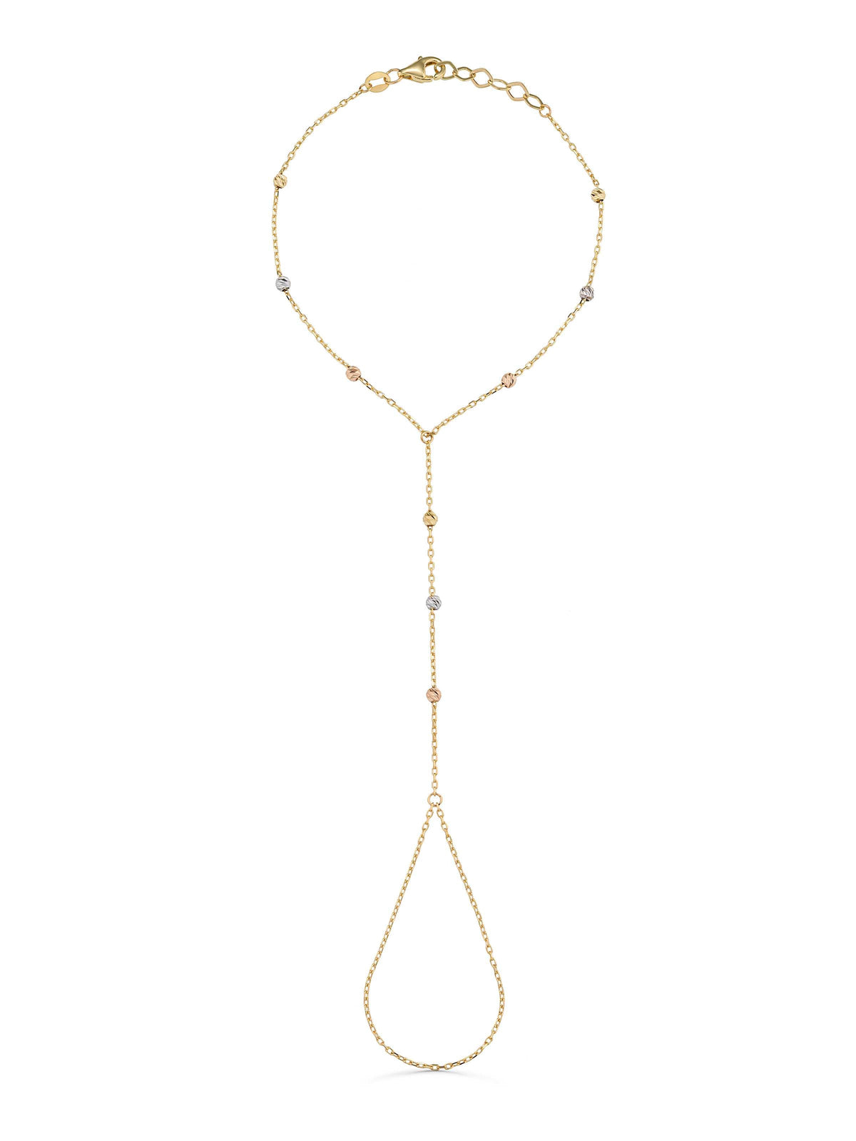 Round Ball Chain Dorika Bead Hand Chain in 14K Gold by Elef Jewelry