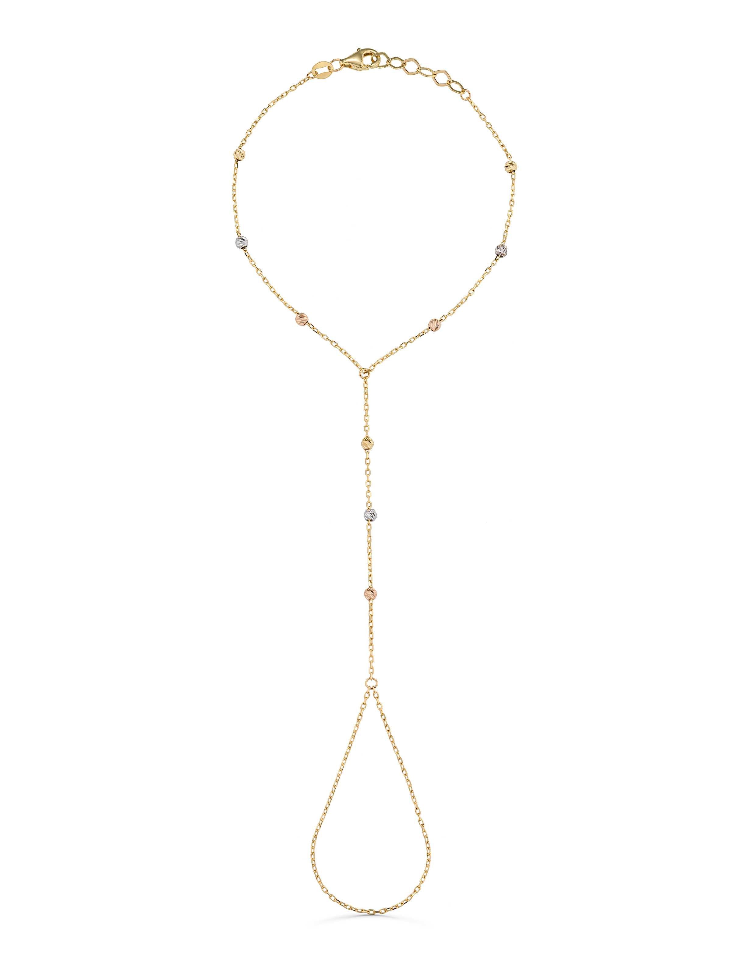 Round Ball Chain Dorika Bead Hand Chain in 14K Gold by Elef Jewelry