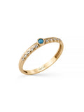 Round Turquoise & Diamond-Inspired Row Ring in 14K Gold by Elef Jewelry