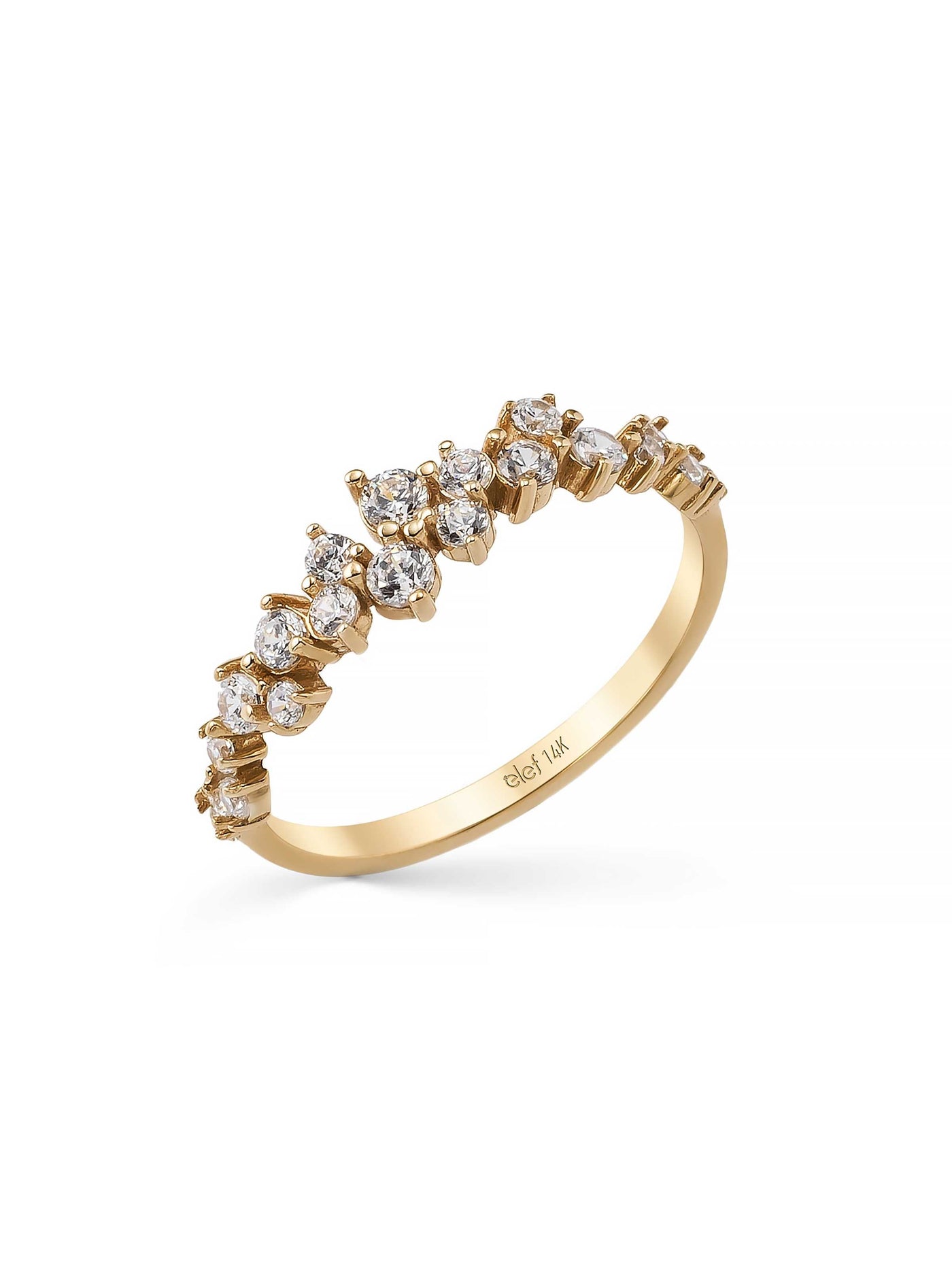 Round & Baguette Stone Ring in 14K Gold by Elef Jewelry