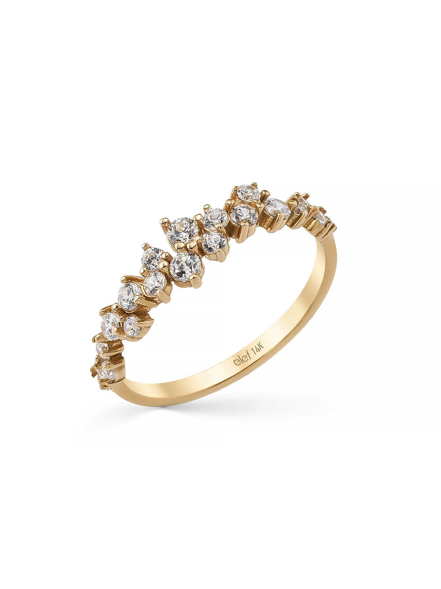 Round & Baguette Stone Ring in 14K Gold