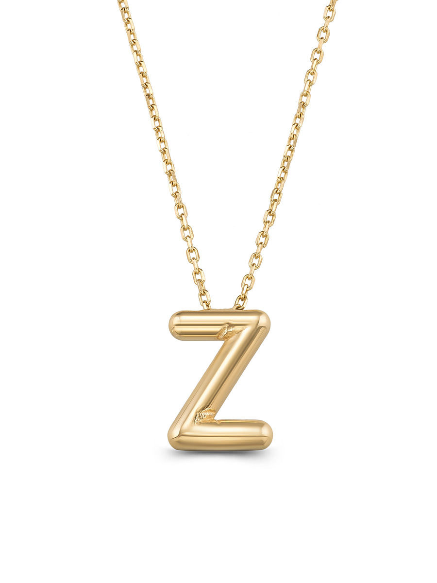 Letter Z Classic Initial Necklace in 14K Gold