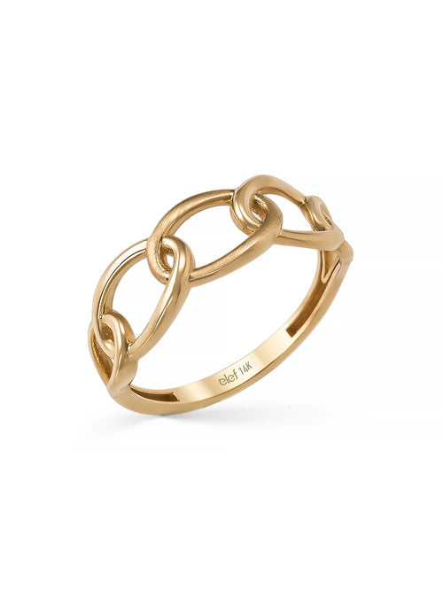 Chain Form Ring in 14K Gold by Elef Jewelry