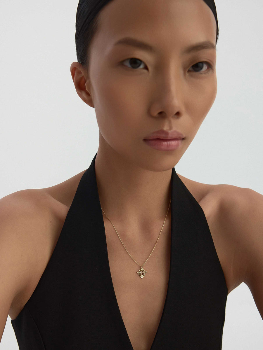 Zircon Geometric Design Necklace in 14K Gold