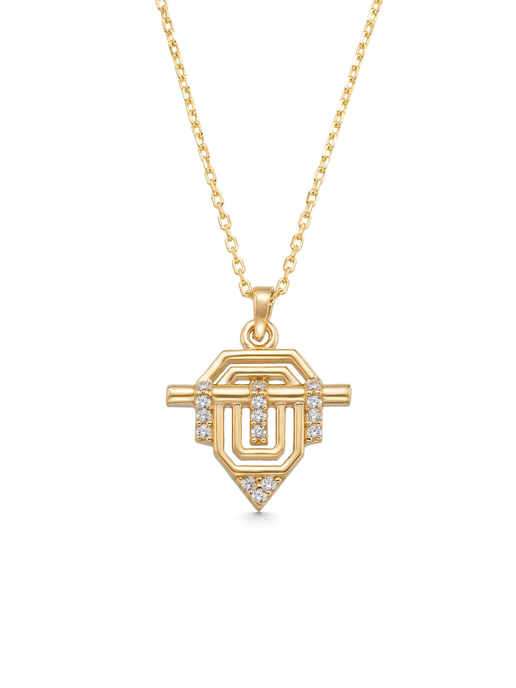 Zircon Geometric Design Necklace in 14K Gold by Elef Jewelry