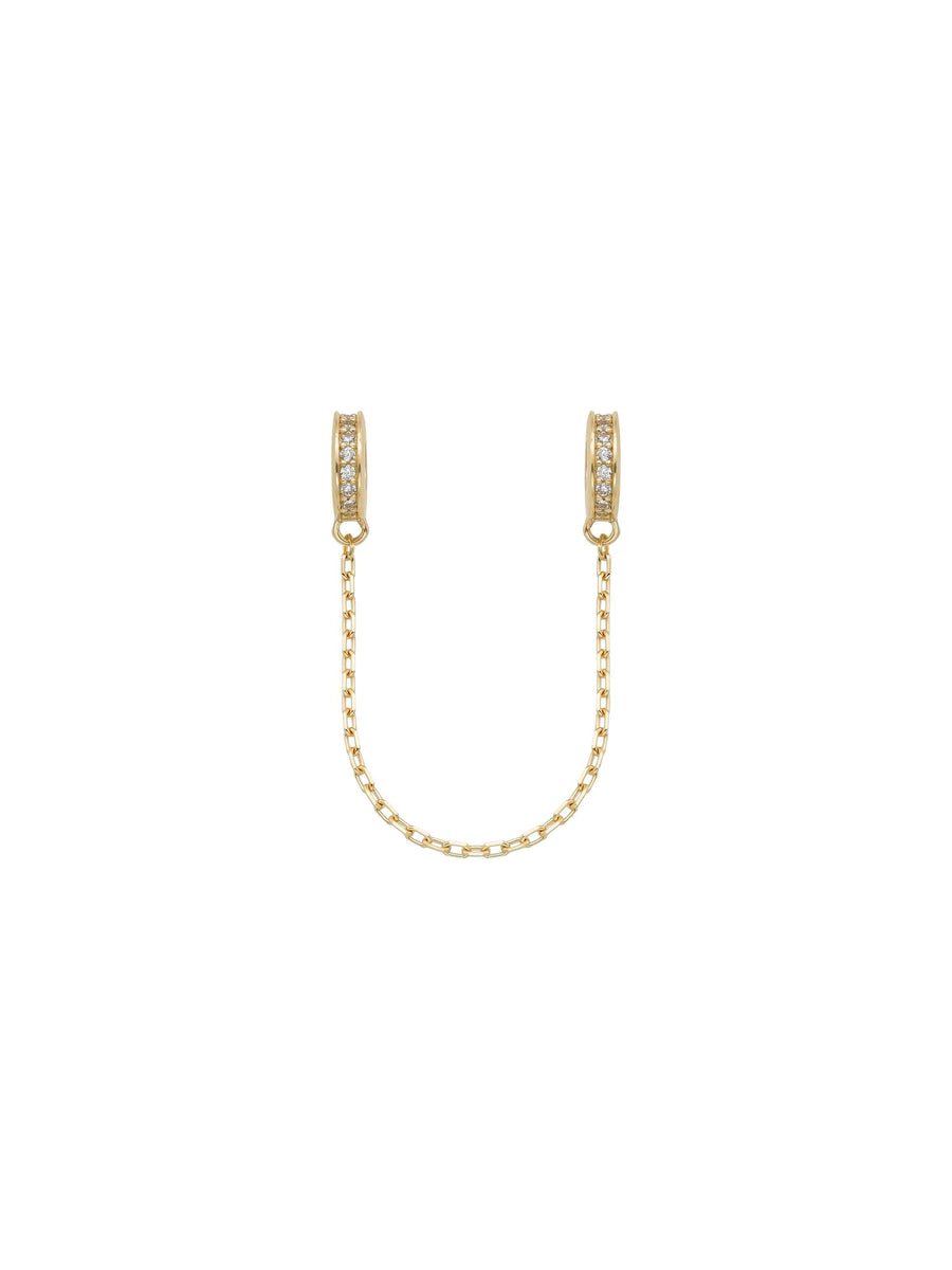 Zircon Stone Charm Safety Chain in 14K Gold