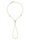 Zircon Butterfly With Stone Accents Hand Chain in 14K Gold by Elef Jewelry