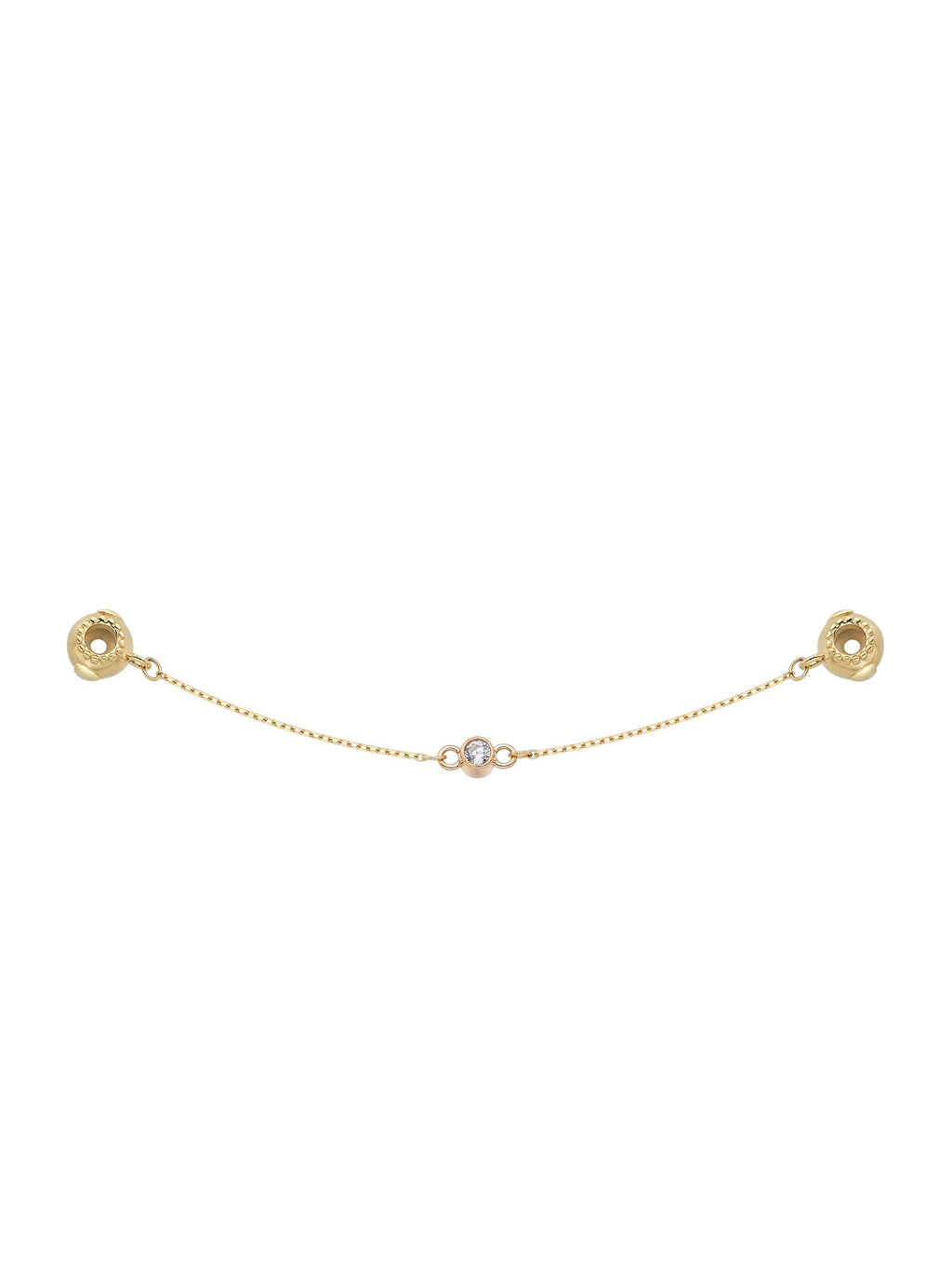 Zircon Stone & Chain Charm Safety Lock in 14K Gold by Elef Jewelry