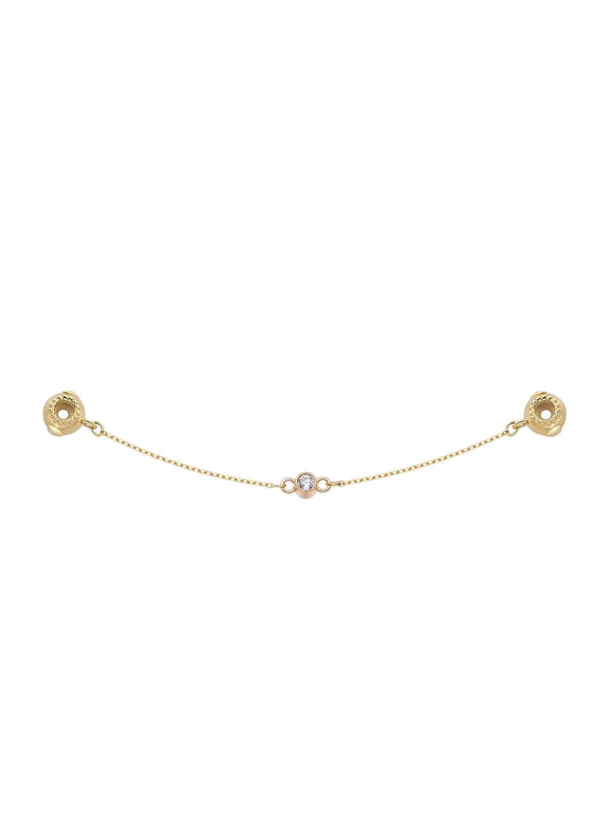 Zircon Stone & Chain Charm Safety Lock in 14K Gold by Elef Jewelry