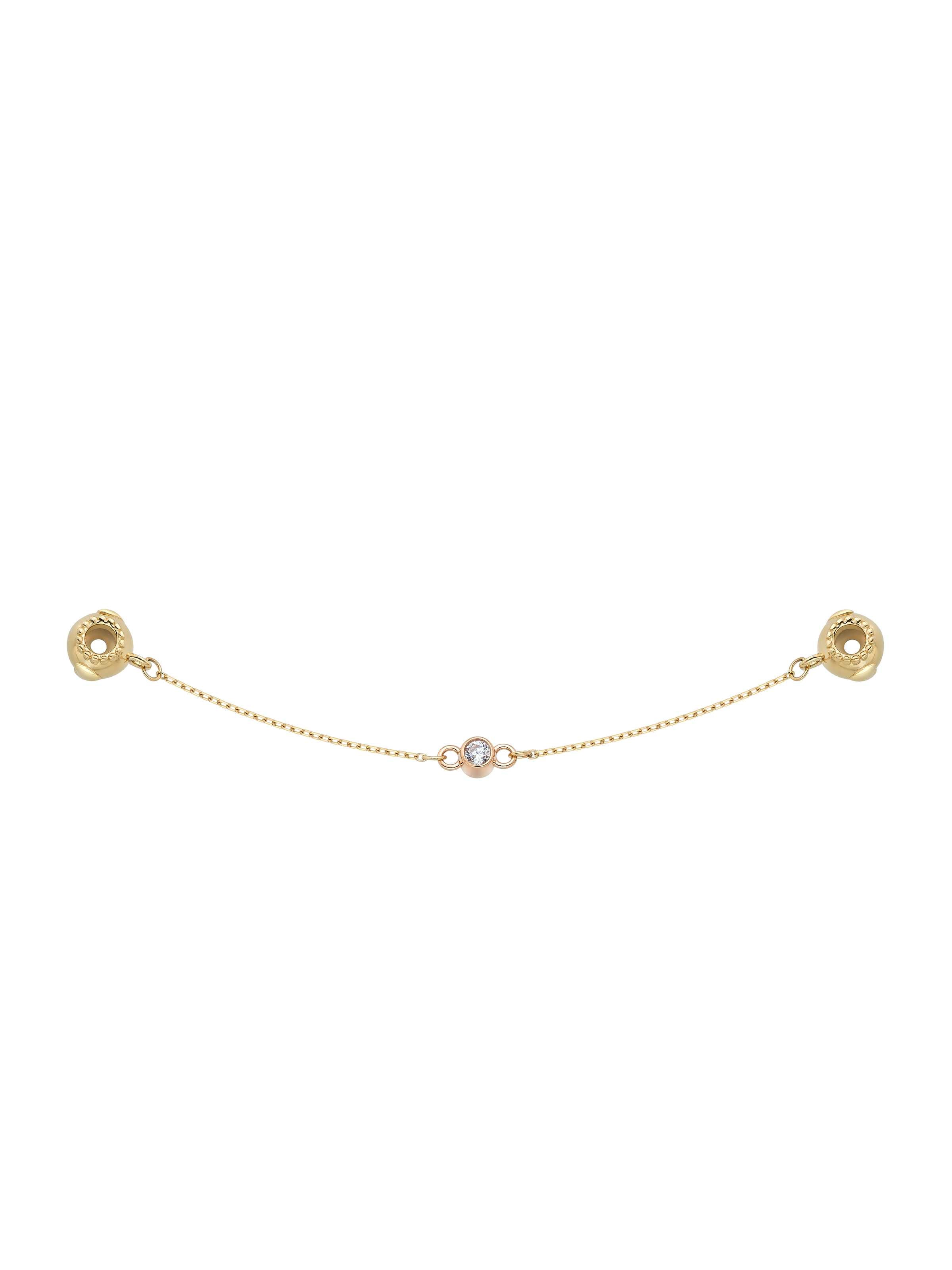 Zircon Stone & Chain Charm Safety Lock in 14K Gold by Elef Jewelry