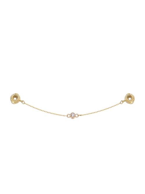 Zircon Stone & Chain Charm Safety Lock in 14K Gold by Elef Jewelry