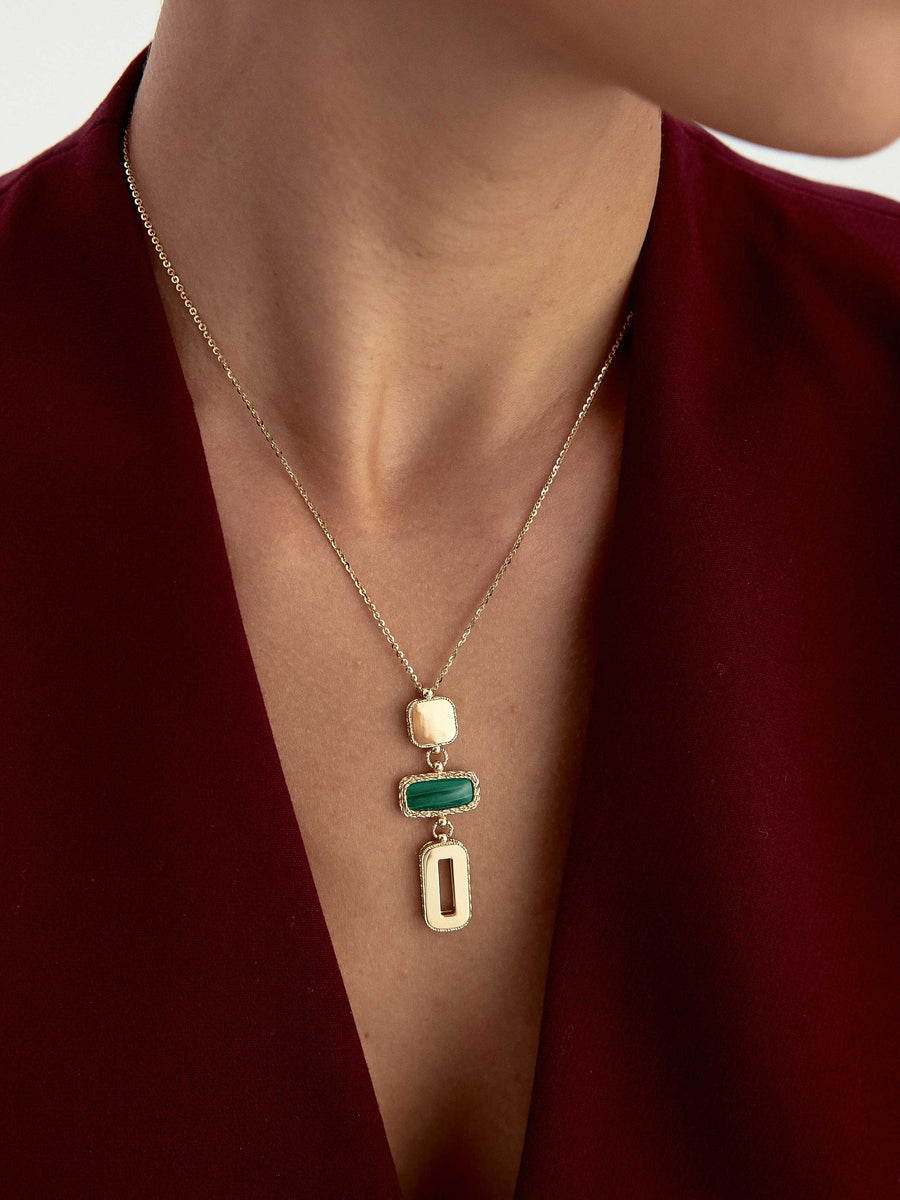 Emerald-Inspired Stone-Set Motif Necklace in 14K Gold