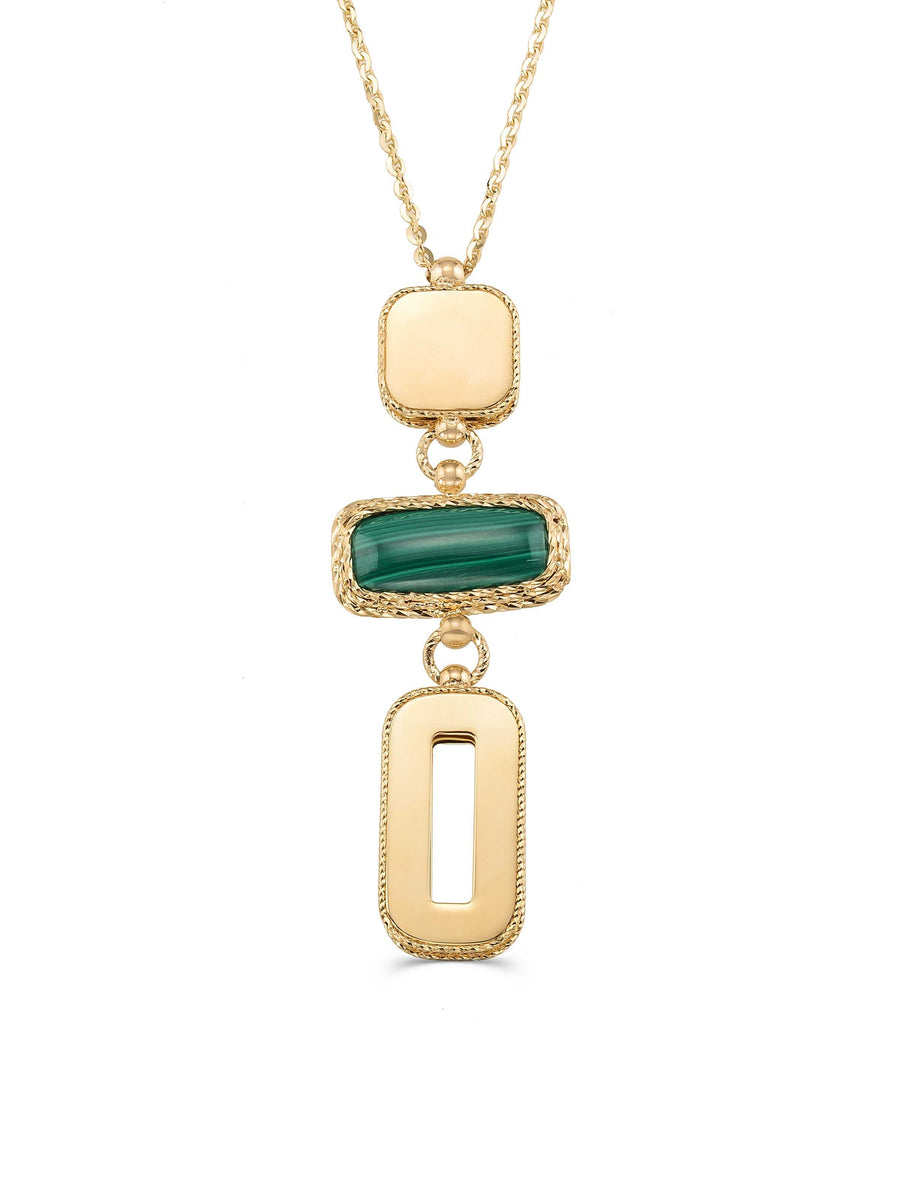 Emerald-Inspired Stone-Set Motif Necklace in 14K Gold