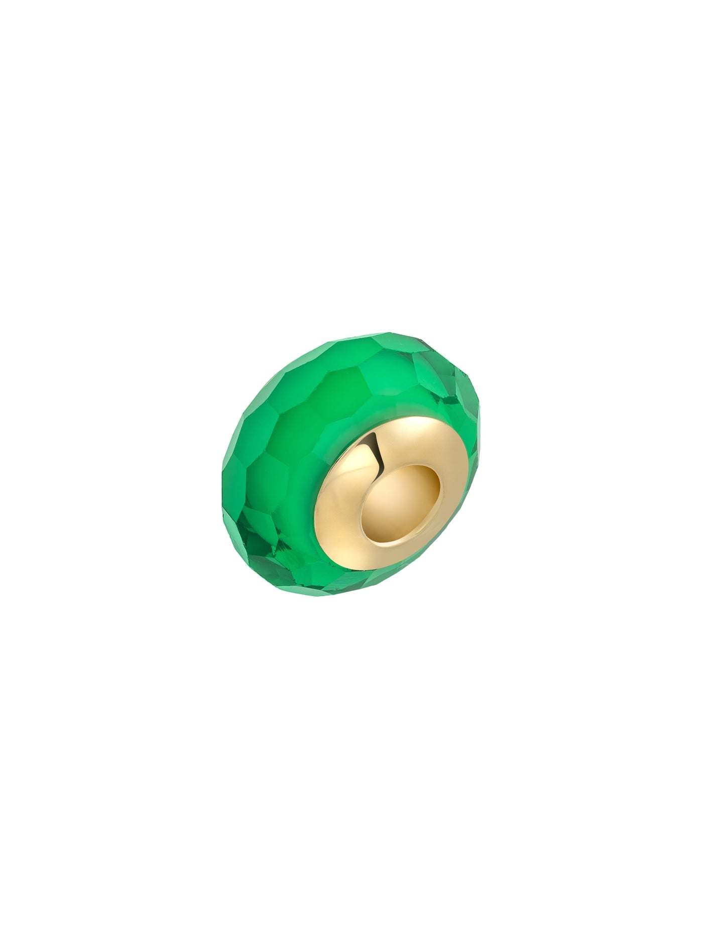 Emerald Green Facet Cut Murano Glass Charm in 14K Gold by Elef Jewelry